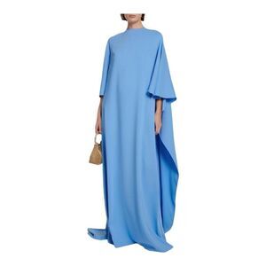 Oscar de La Renta Blue Cape Back Caftan Gown Size XS